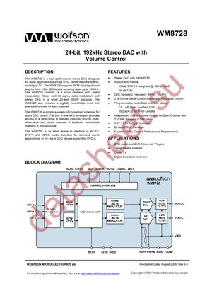 WM8728-6059-DS20-M-S datasheet  